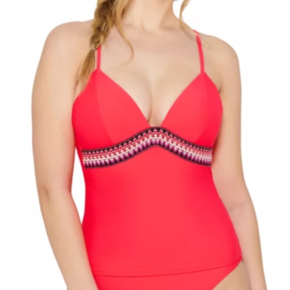 Hula Honey Neon Zig Zag Tankini Top Medium - Picture 1 of 7